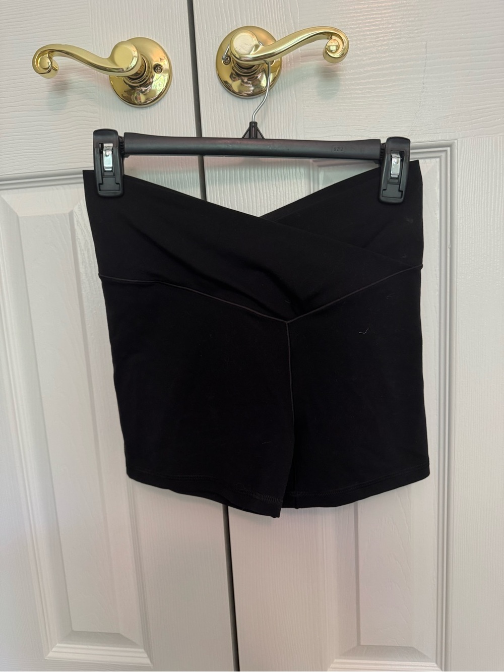 aerie Black High-Waist Cross-Front Active Shorts